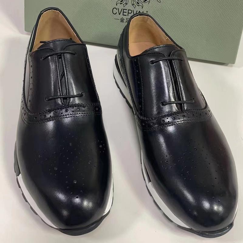Fashion NEW Men's Leather Shoes Men's Retro Leather Shoes Leather British Casual Single Shoes Brock Fashion Shoes Men's Single Shoes A21