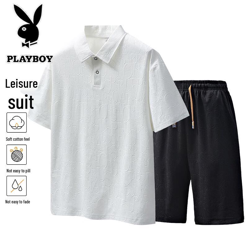PLAYBOY Men s Summer Ice Silk Polo Set XL
