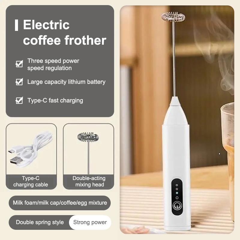 Wireless Electric Milk Frothers Coffee Frother Usb Rechargeable 3 Speeds Handheld Foam Maker Coffee Egg Beater  Cooking Tools