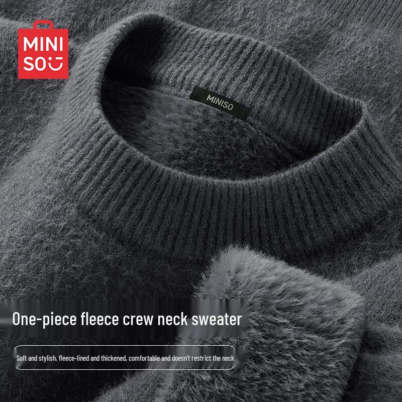 MINISO Men's Fleece-Lined Turtleneck Knit Sweater