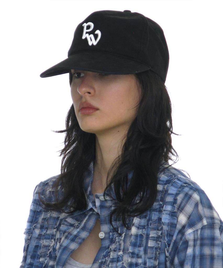 PARTIMENTO WOMEN Washed Pw Embroidered Grandad Cap_Black