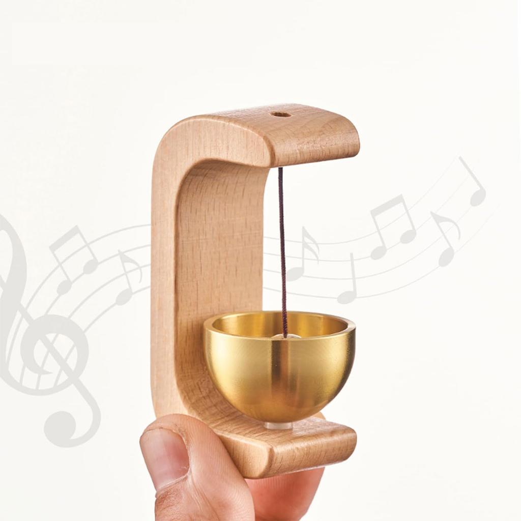 FUYUERO Mini Orin, Buddhist Altar Orin, Made of Brass and Natural Wood, Protects Against Evil, Brings Good Fortune, Has a Beautiful Tone, and Comes