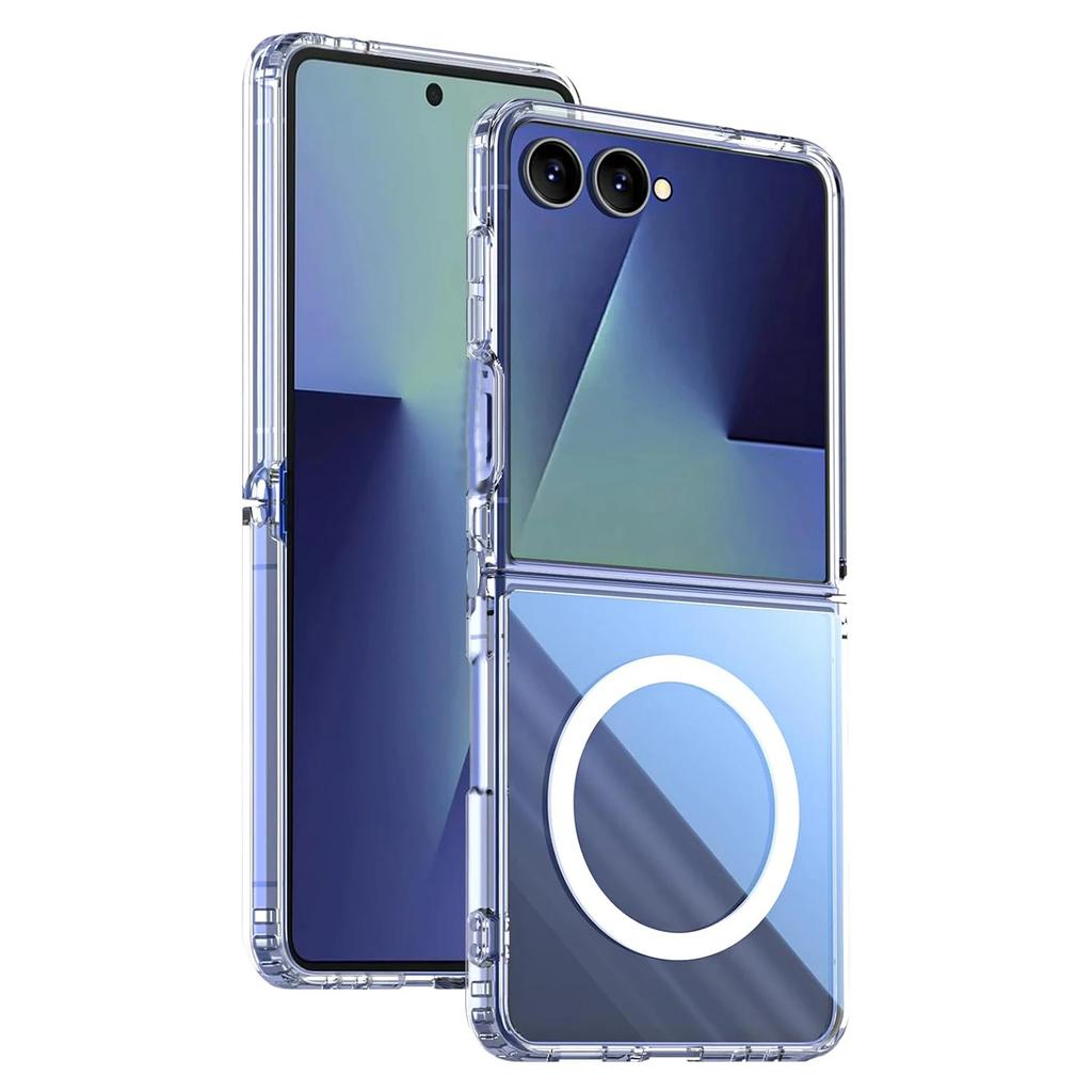 Wireless Charging Hard+Soft Clear Magnetic Case For Samsung Galaxy Z Flip7 Flip 7 G Shockproof Back Phone Cover