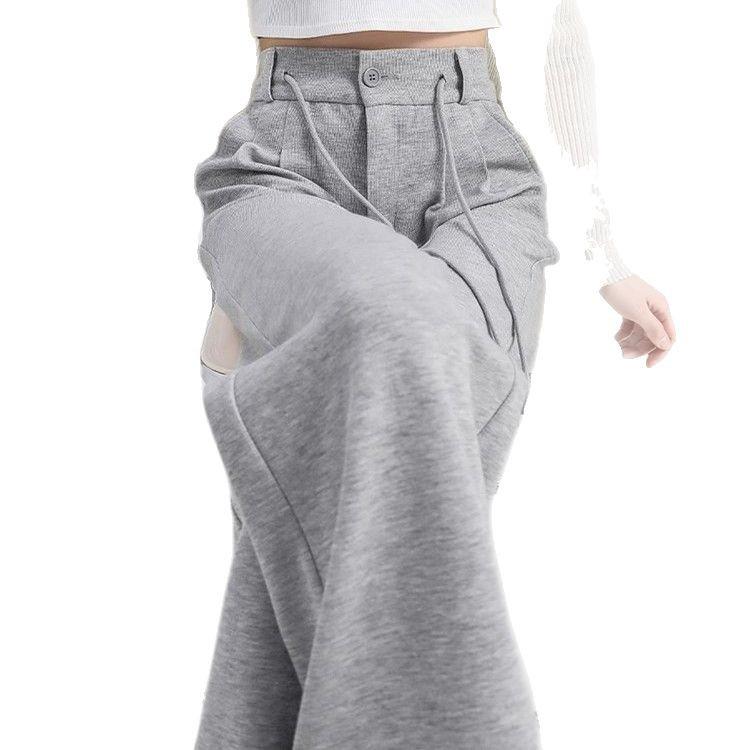 Petite Wide-Leg High Waist Knit Pants for Women - Spring & Autumn Casual Wear