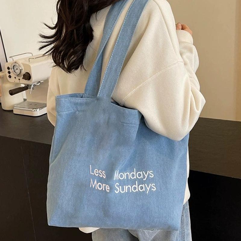 Vintage Canvas Bag Large Capacity Single Shoulder Denim Single Shoulder Tote Bag