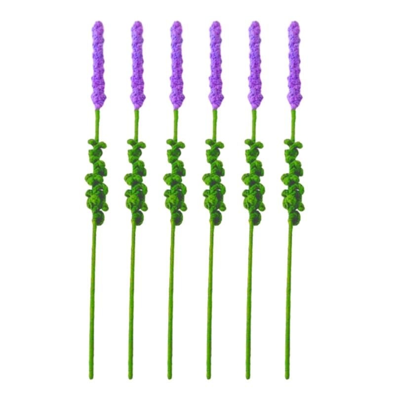 

Artificial Wool Knitting Flowers Decor Manual Woven Lavender Faux Handmade Flowers Bouquet for Table Centerpieces Decor