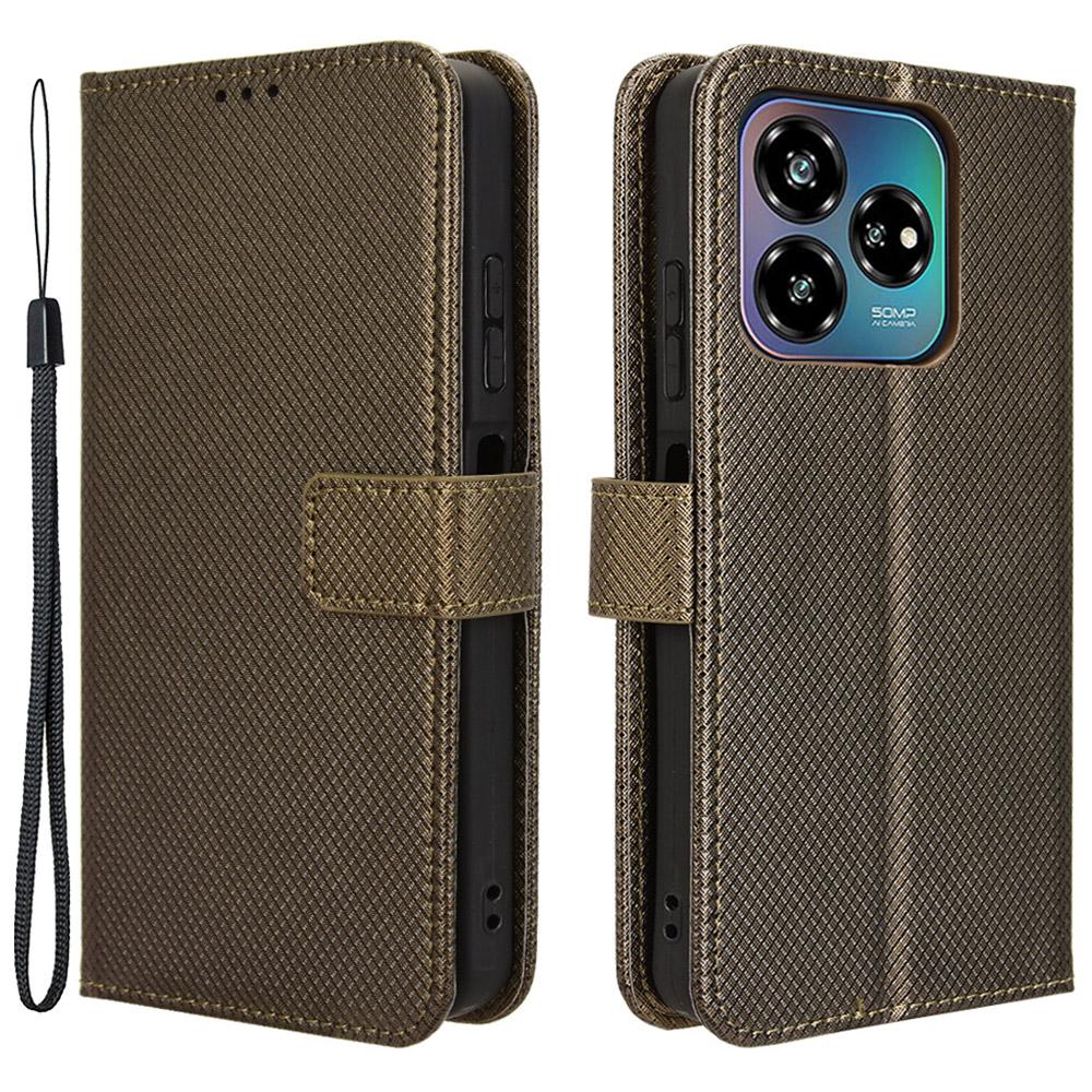 For ZTE Axon 60 Lite/Blade V60 Vita Phone Case PU Leather Diamond Texture Shockproof Cover
