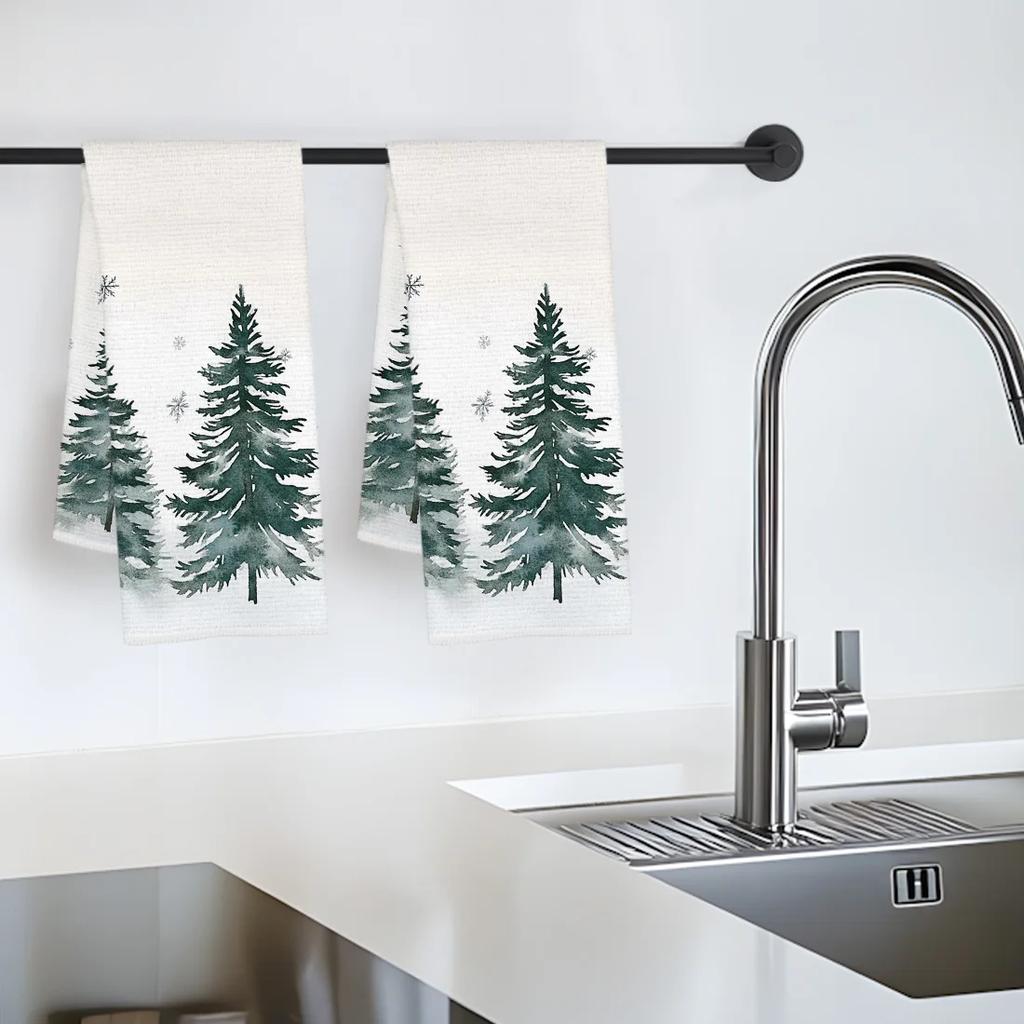 2pcs/set Kitchen Towels 40x60cmChristmas treeHand Towels Christmas Decorations for Home Noel Dish Towels Gifts