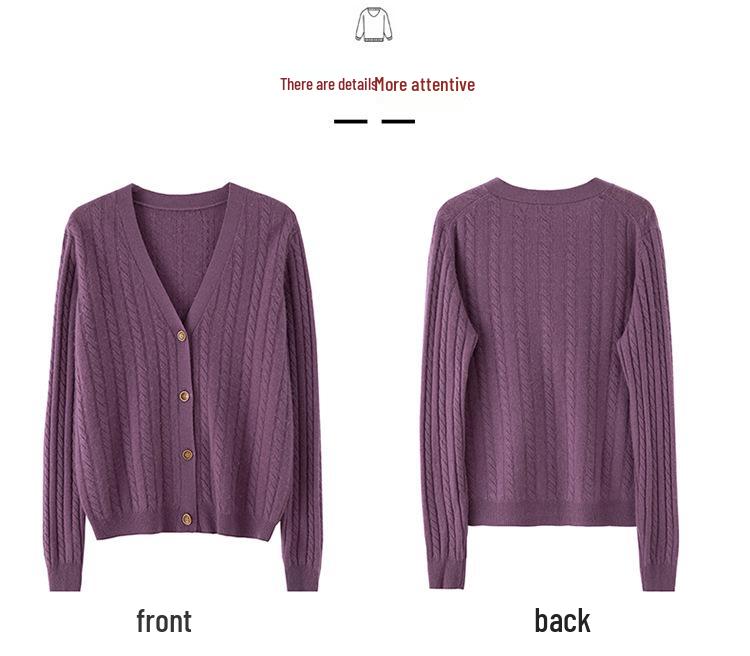 Women's Pure Cashmere Cardigan V Neck Loose Knitwear Sweater, Autumn 2023 Collection
