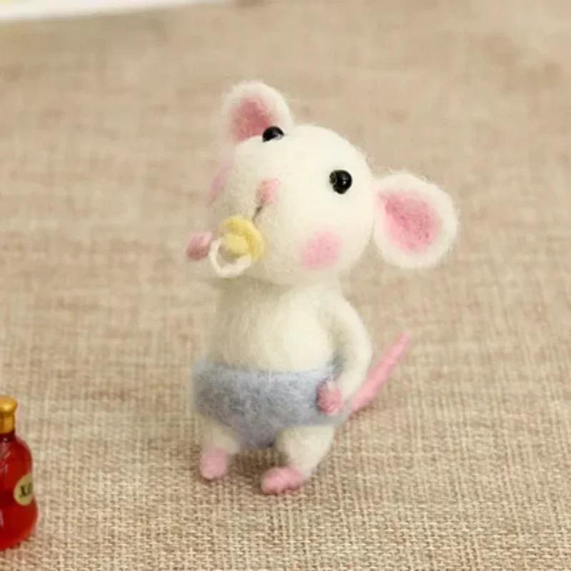 

Poke Wool Felt Handmade Material Bag DIY Doll No Finish Cartoon Cute Mouse Kit Plush Toys Ornament Children Best Birthday Gifts