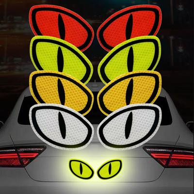 2pcs/Set Reflective Car Stickers - Improve Your Vehicle's Visibility and Safety with Devil Eye Stickers!
