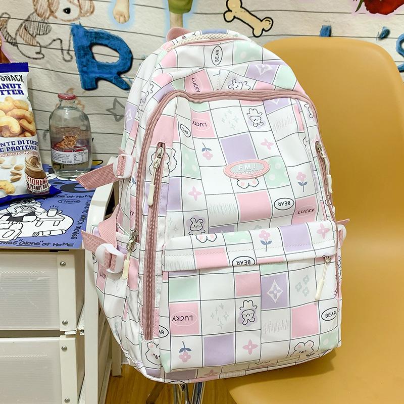 Schoolbag Primary School Students Children Plaid Junior High School Students High School Students