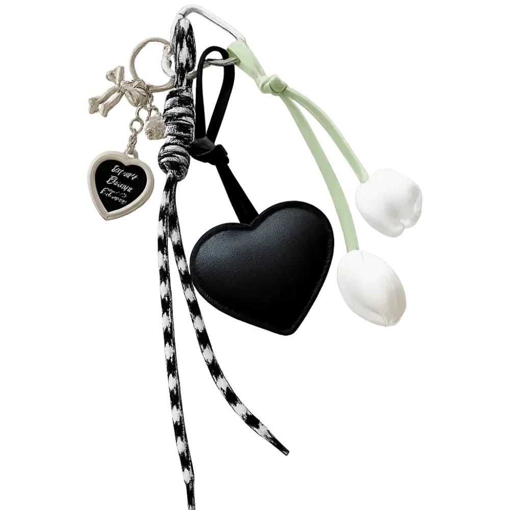 Korean Cute Lace Bow Pearl Beaded Phone Pendant Chain Accessories Aesthetic Ballet Shoes Camera Bag Decoration Keychain Gift