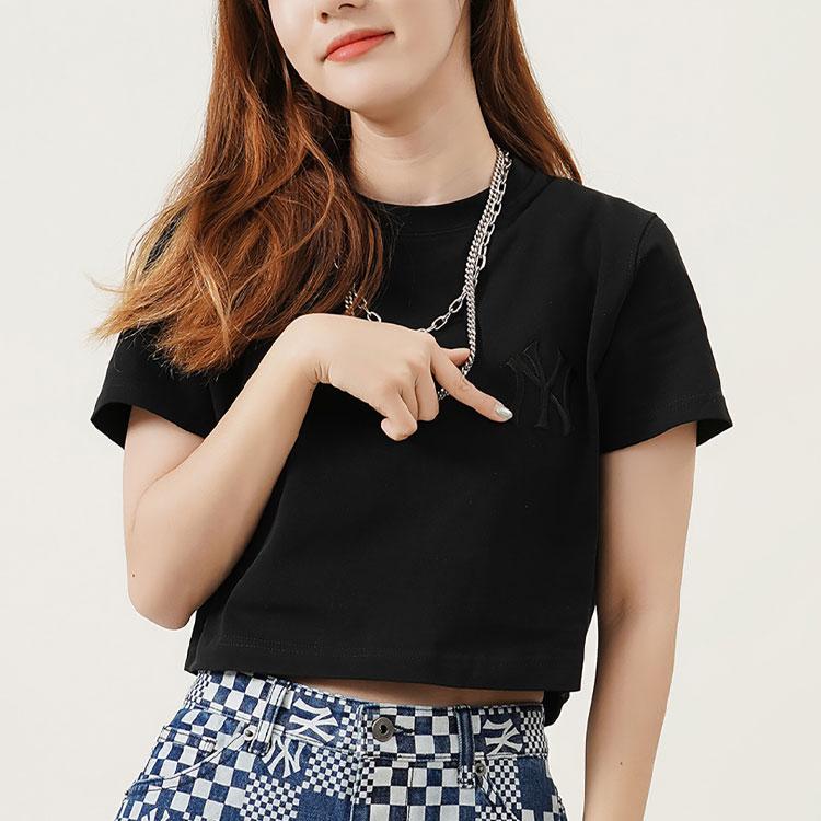 New MLB Set In Sleeve T Shirt Women's Black 3FTS11023-50BKS