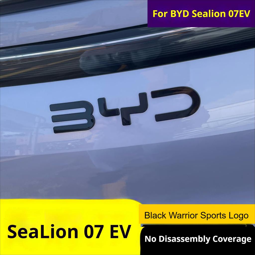 For BYD Sealion 07 EV Car Black Front Emblem Modification Black Warrior Car Badge Covering Styles Logo Tail Logo