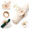 Wooden Base Napkin Ring Orchid Handcrafted Flower Napkin Fastener Lightweight Nordic Style Decorative Napkin Ring
