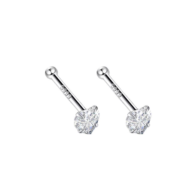 S999 Pure Silver Minimalist Women's Earrings – Small Bean Ear Bone Studs, Anti-Blocking Design for Commuting