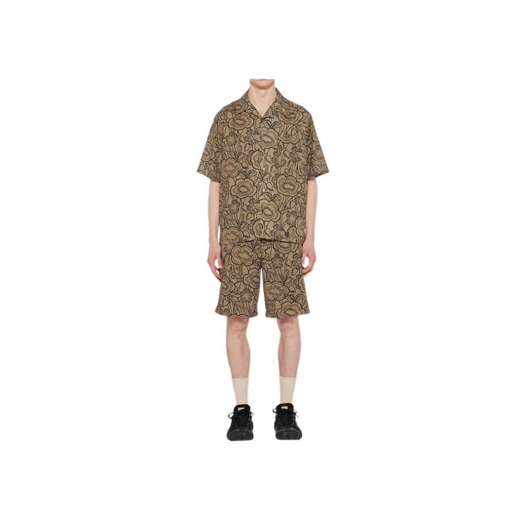 ONITSUKA TIGER Printed Fashion Polo Button Short Sleeve Shirt Men Shirts Light-Brown 2181B047-200