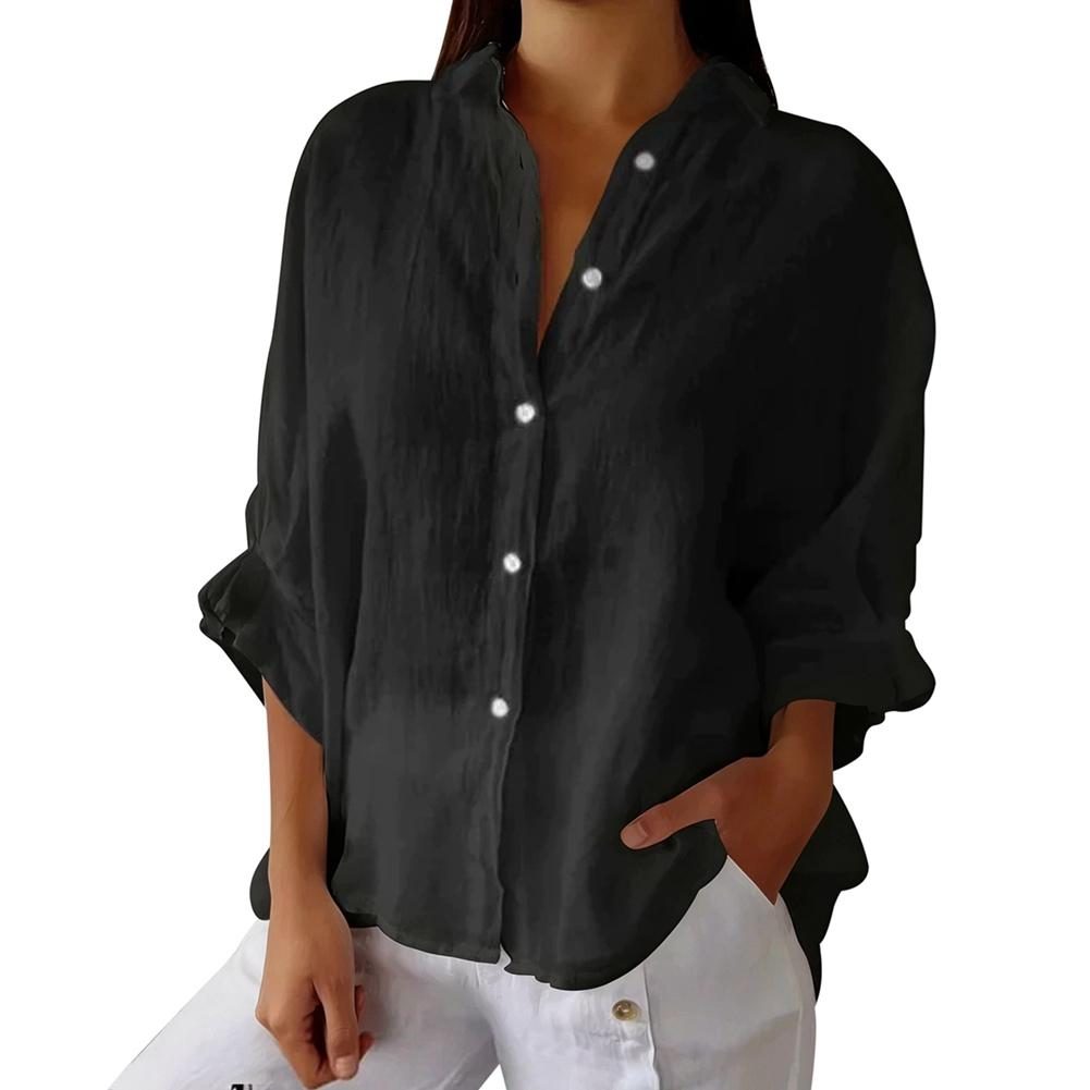 Women s Back-Tie Blouse Long Sleeve Button Shirt Open-Back Shirt 2XL