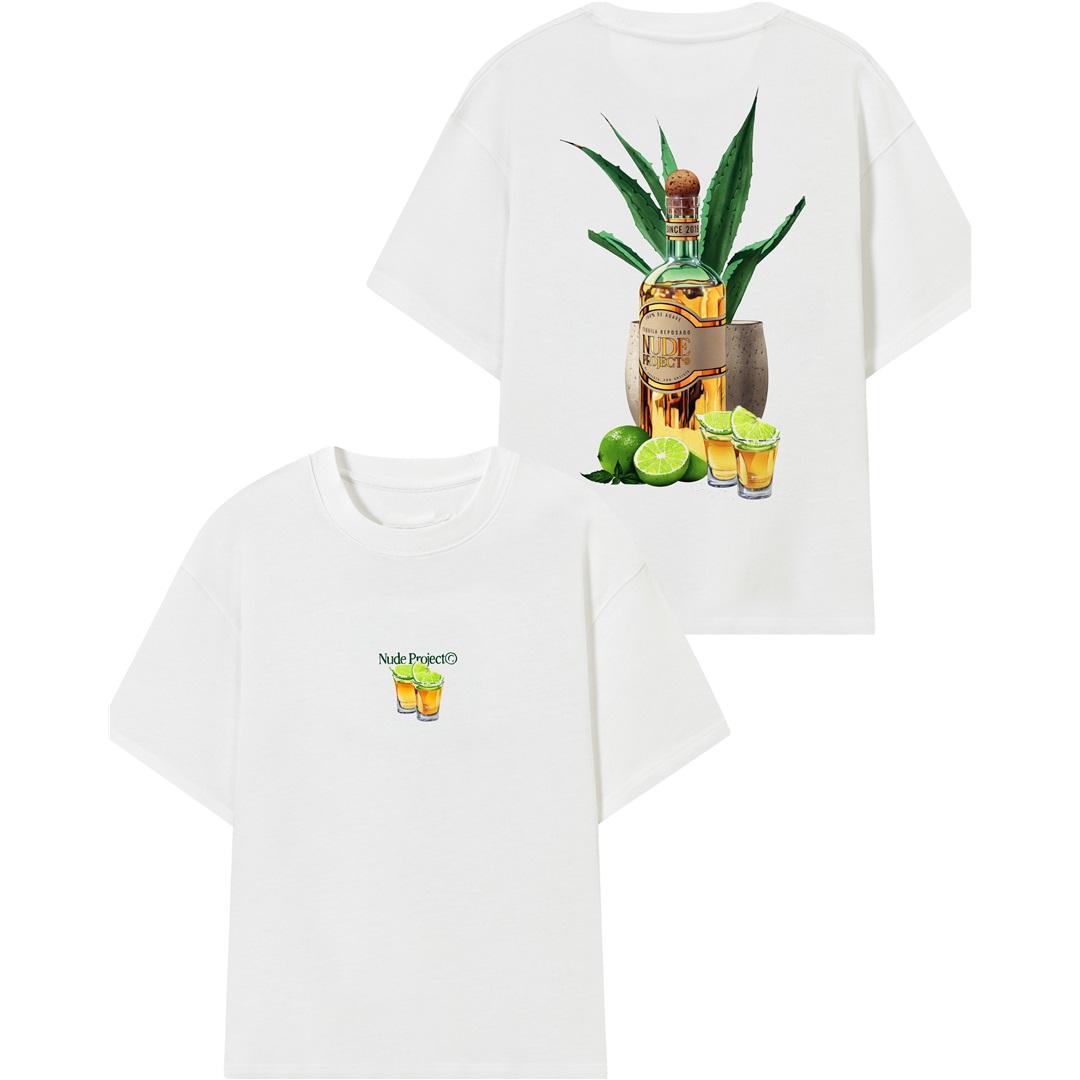 

Tequila Tee Ash Men Women Cotton T-shirt Loose Oversized Y2k Short Sleeve Couple Tee Streetwear Sports Soft Top Female Male Clothing XXXL бежевий