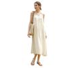 Elegant Linen Cotton Slip Dress With Flowy Skirt Loose Fit U-Neck Backless Maxi Vacation