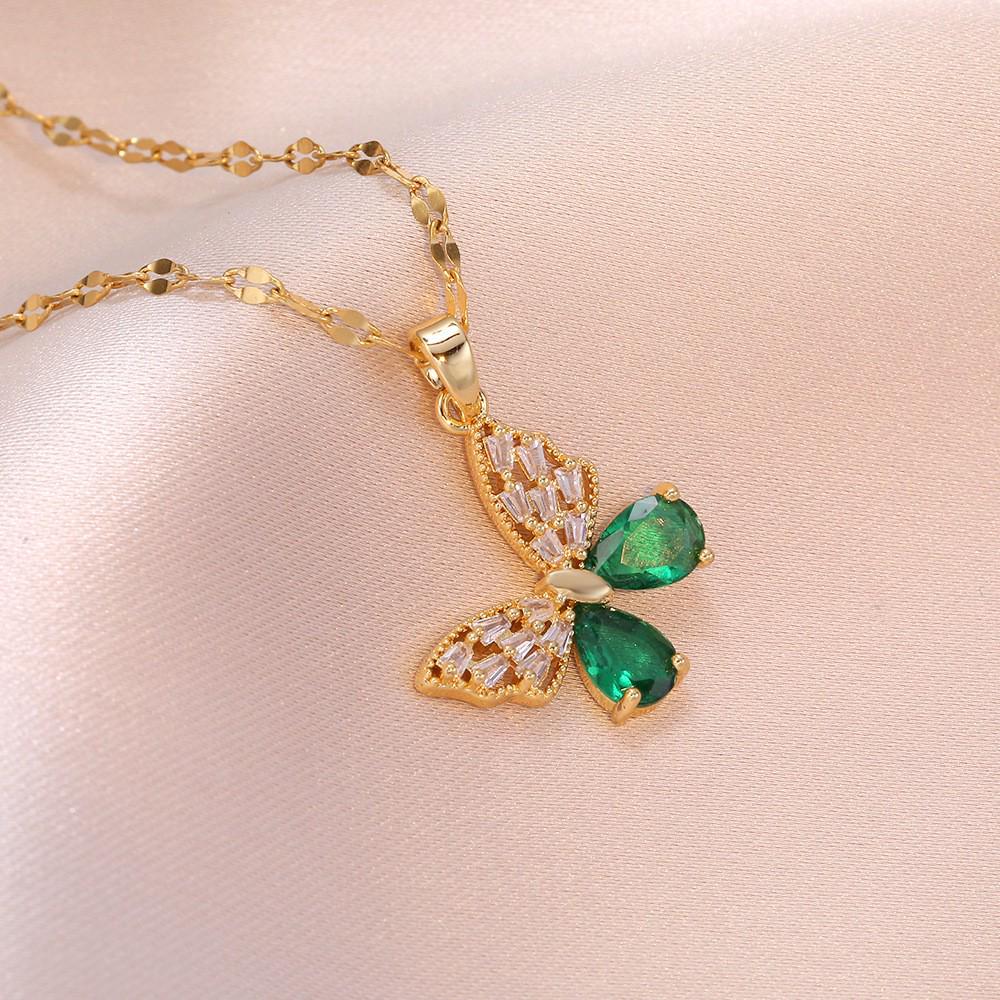 Women's Butterfly Zirconia Clavicle Necklace: Elegant, Fashionable, Titanium Steel Jewelry
