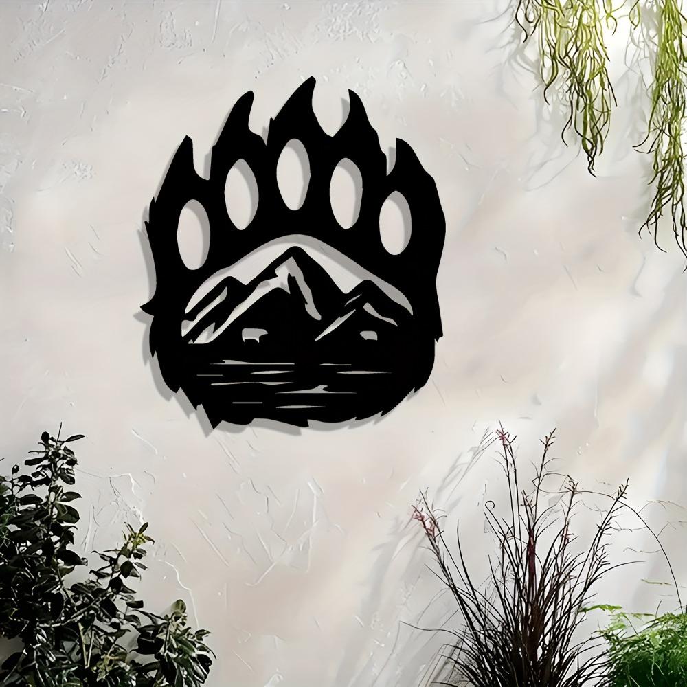 Vintage Metal Wall Art Bear Claw Mountain Landscape Iron Decor for Living Room Bedroom Indoor Outdoor Home Farmhouse Hanging Ornament Christmas Gift