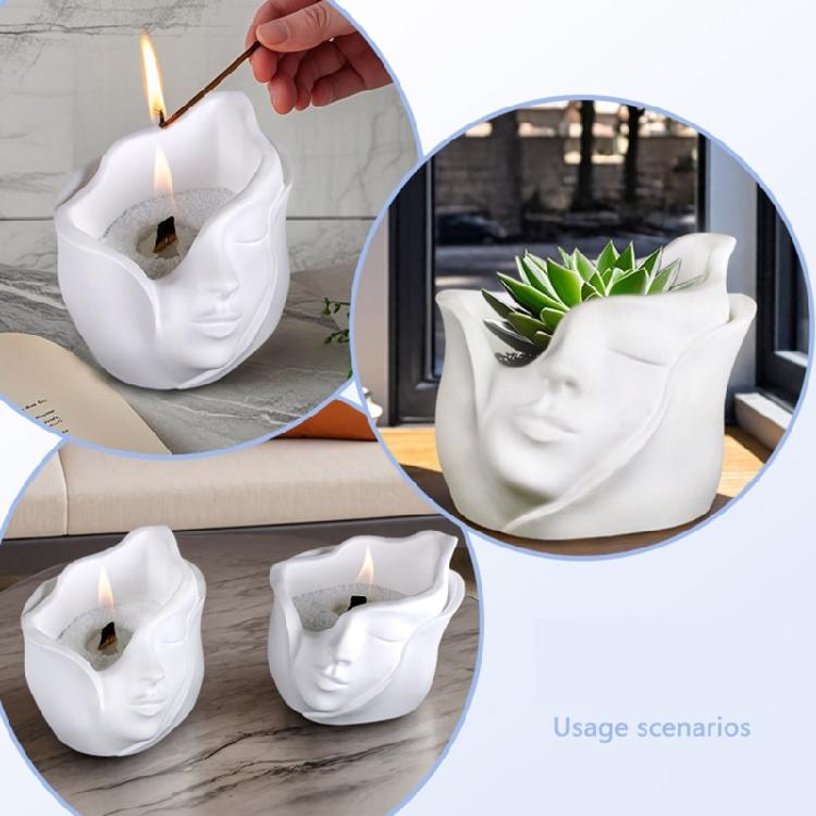 Succulent Planter Mold Crafting Mould Flexible Vase Molds Human Face Shape Flowerpot Mold Suitable for Making Flowerpot