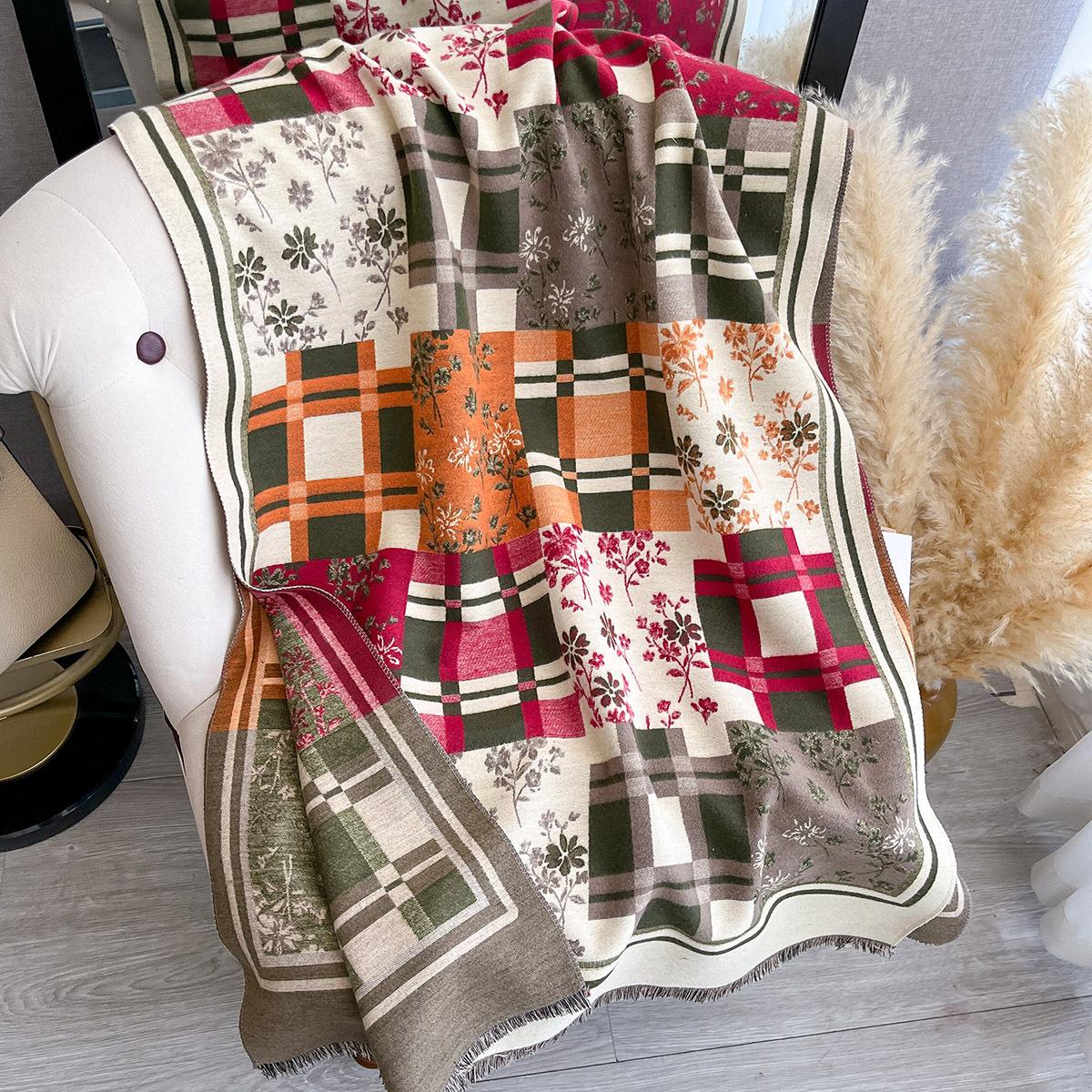 

Ретро Пэчворк Клетка С Теплым Шарфом, Этнический Стиль, Универсальный Темперамент, Атмосфера Шали, Зарубежный Стиль, Студенческий Шарф 185x65cm