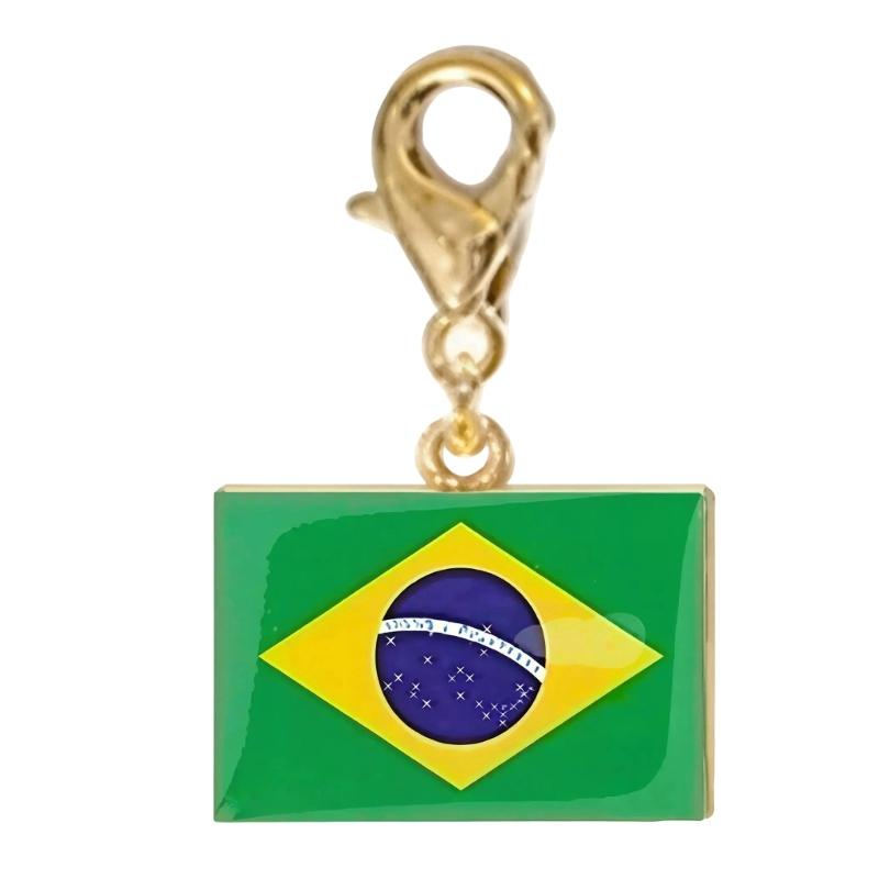 Braccialetto con Charm Bandiera in Acciaio Inossidabile con Moschettone, Gioiello Ciondolo Paese per Regalo di Viaggio Accessorio Stile