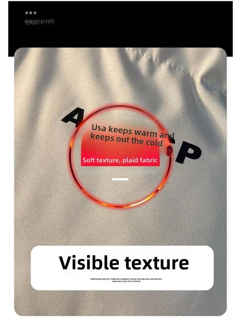 Men's Trendy Hong Kong Style Winter Stand Collar Thick Jacket - Loose Fit, Solid Color, Printed Design