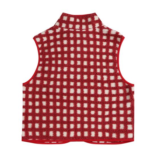 Damen Weste Jacke Stehkragen Kontrastfarbe Ärmellos Karomuster Strickjacke Weste Reißverschluss Täglich