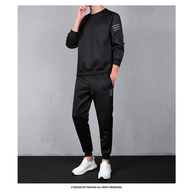 Teen Men's Casual Sports Suit Large Size Three Pairs Carrying Crew Neck Sweater Men's Long Sleeves Pants