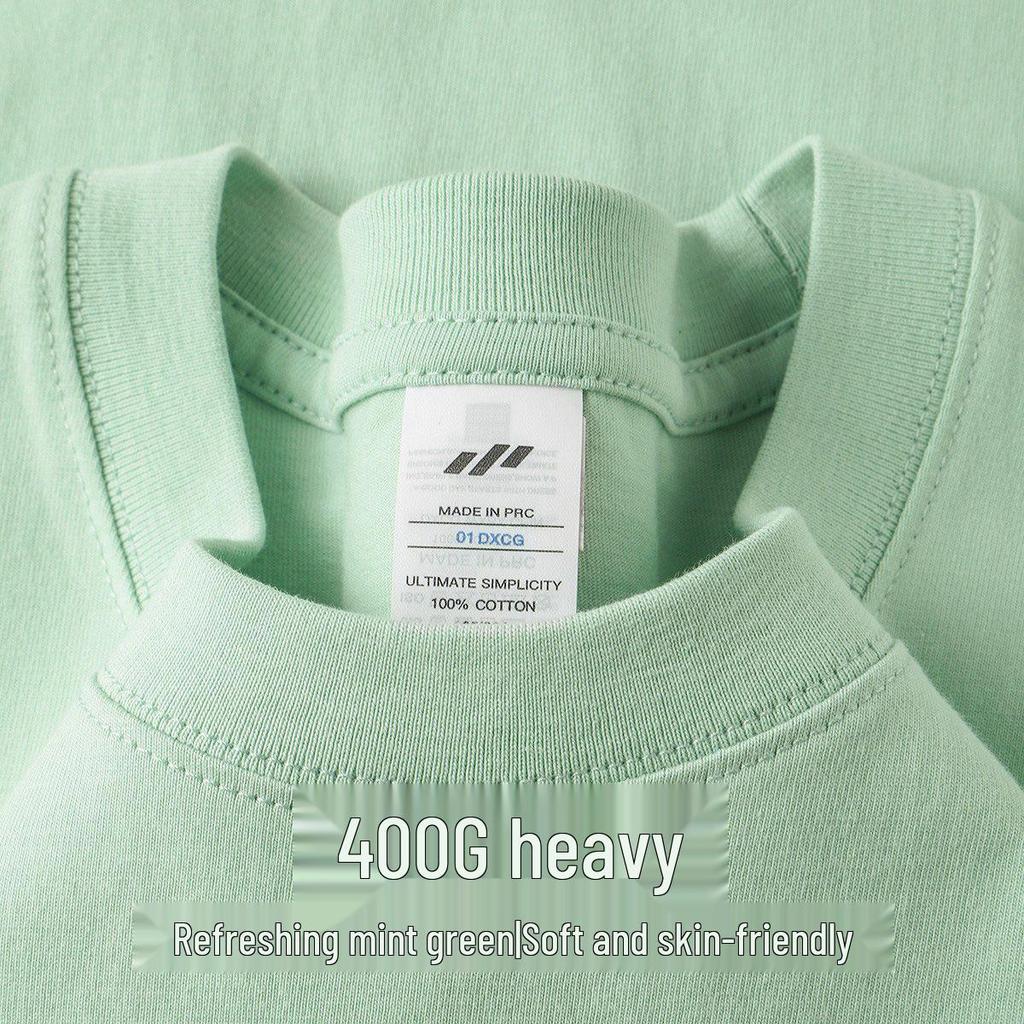400g Unisex Heavyweight Pure Cotton Minimalist Crew Neck T-Shirt