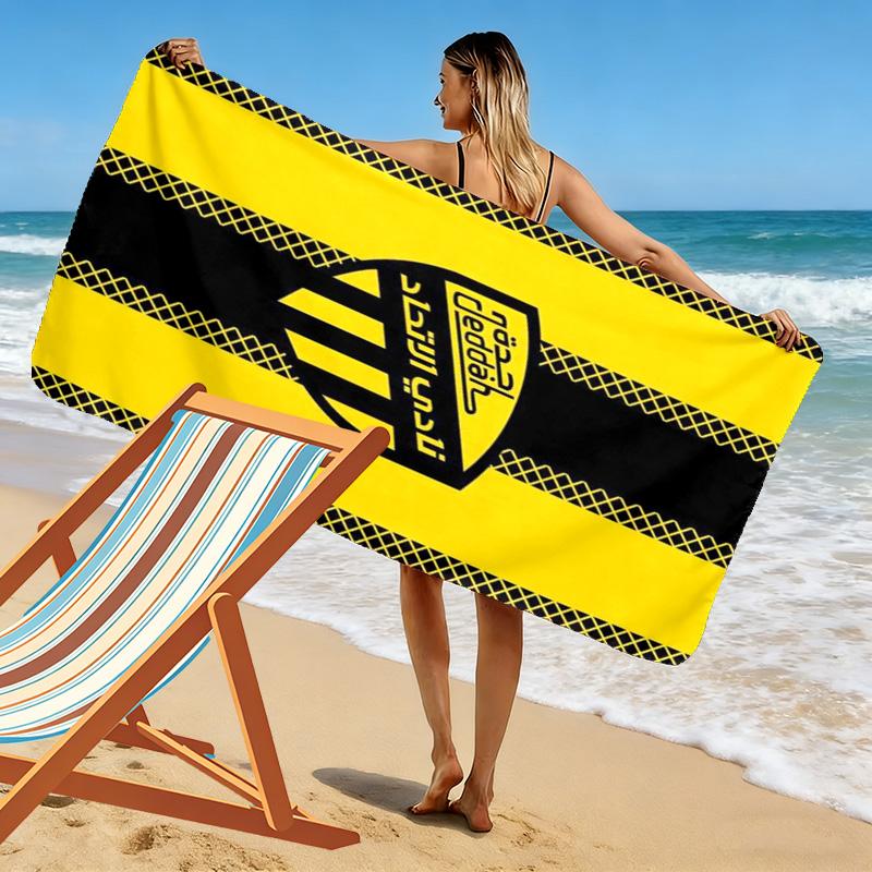 Al-Ittihad Club Logo Print Beach Towel, Large Soft Quick Dry Towel for Beach Camping Swimming