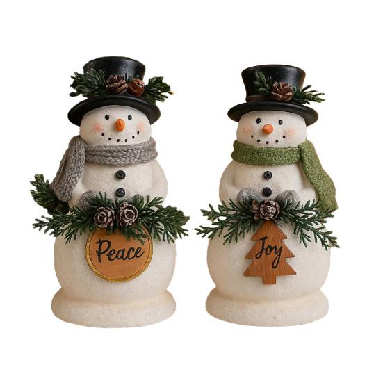 Mr. And Mrs. Santa Claus Figurine Hand-Painted Christmas Resin Ornament Couple Gingerbread Man Elk Statue for Holiday Table Mantel Decor