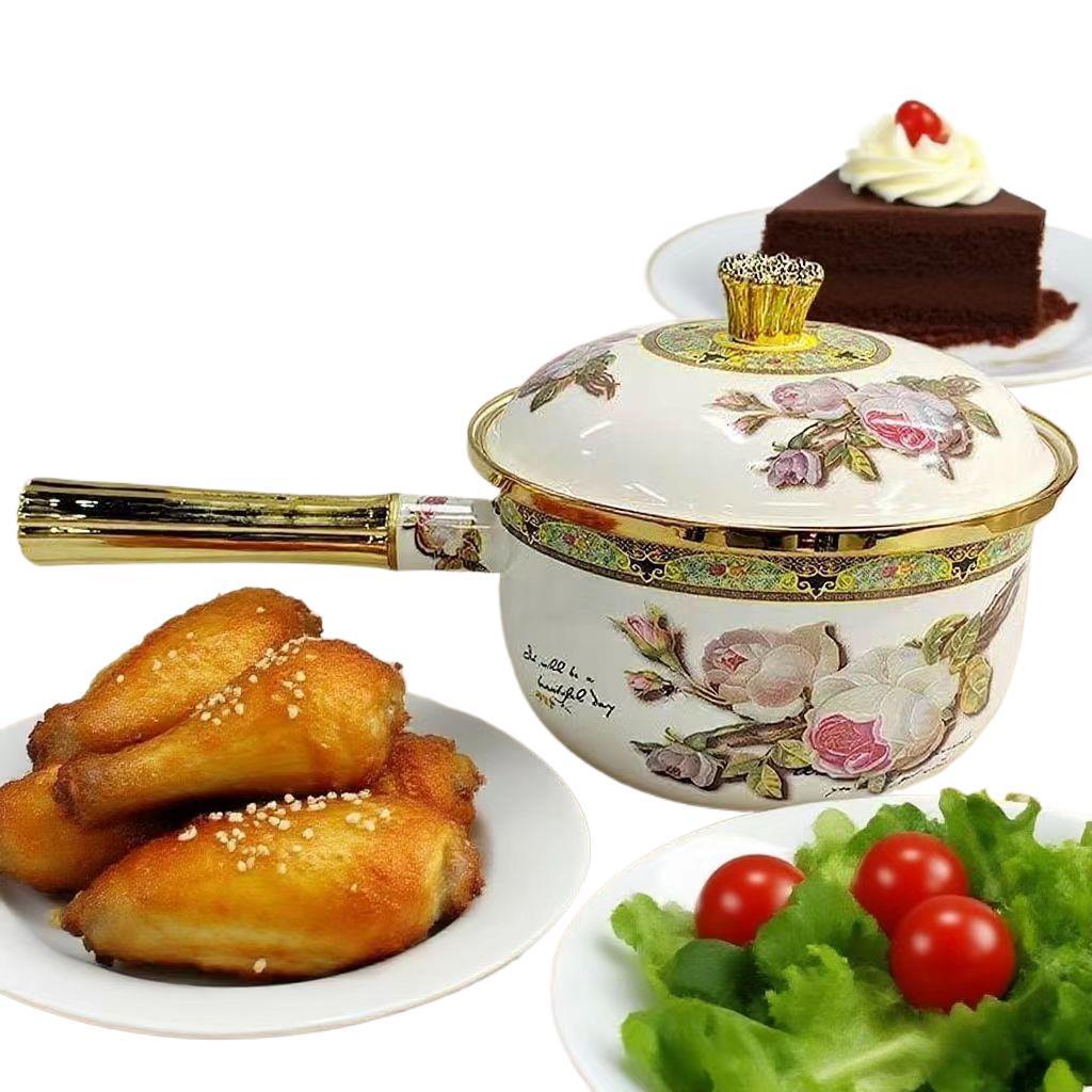 Universal Single-Handle Enamel Porcelain Pot for Milk, Soup, Noodles & Baby Food - Induction/Gas Compatible