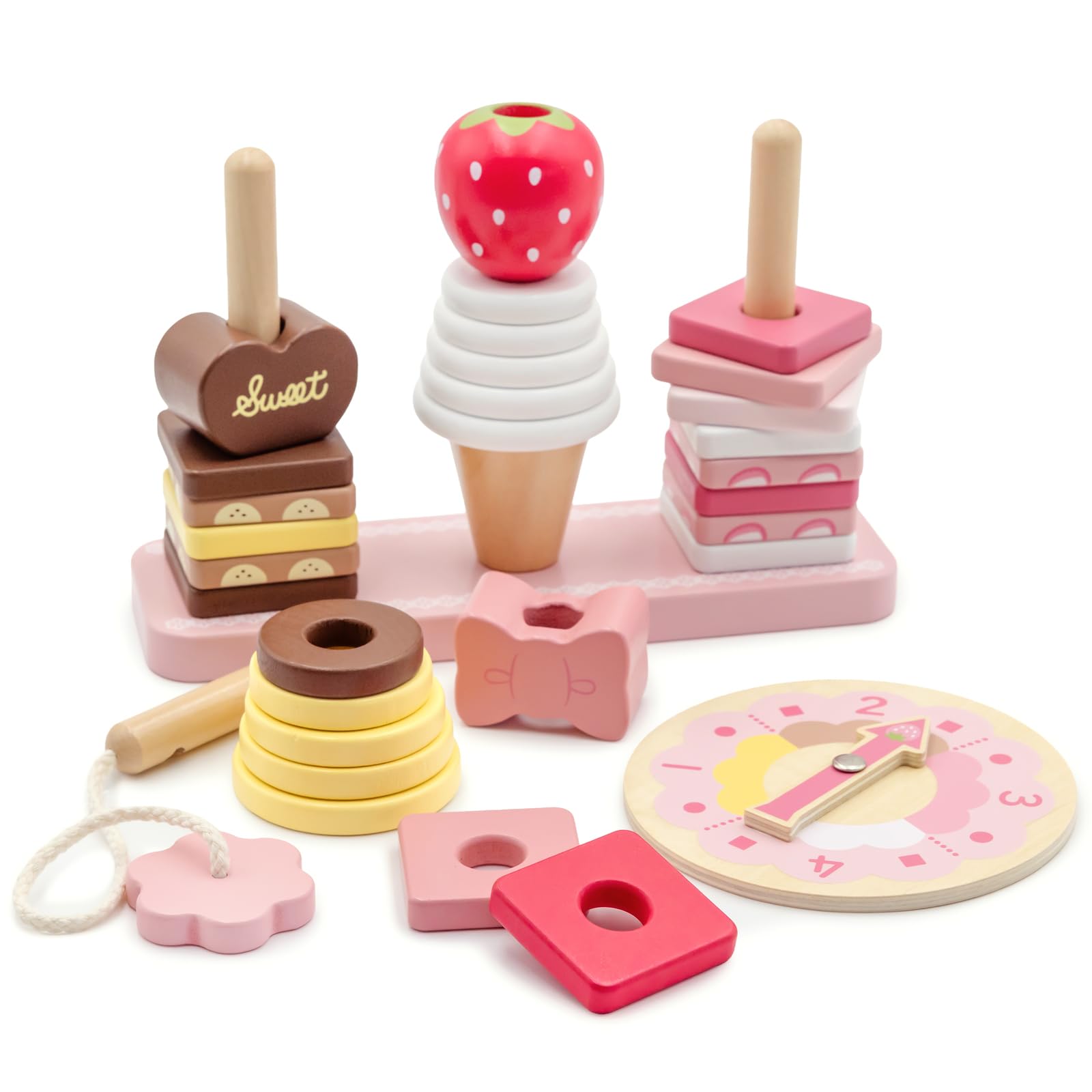 

Mother Garden Sweets Ring Wooden Toy Set for Ages 1.5 and Up, Educational Toy for Girls, Ages 2 and Up, Product Number: 441-37107