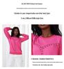 Winter 2026 Women's Lace Trim Round Neck Loose Hoodie with Hollow Design
