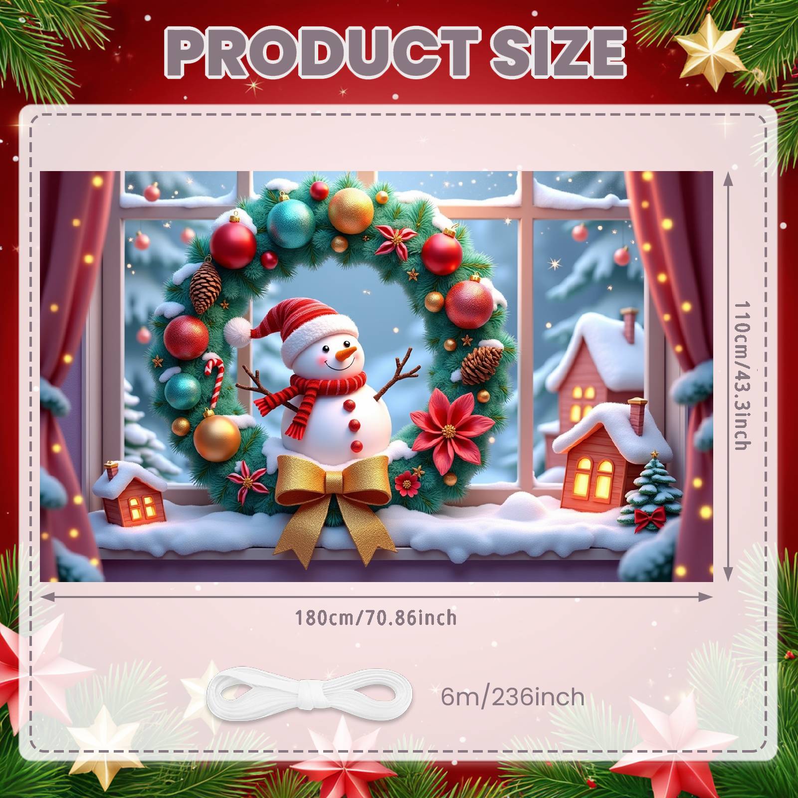 Xmas Display Colorful Ornaments [ Christmas Banner Festive Banner Snowman Design Seasonal Display For New Year