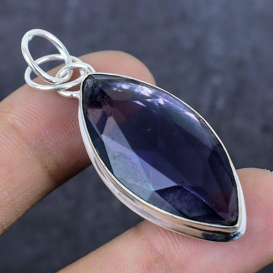 Pendentif Bijou en Argent Sterling 925 Fait Main Pierre Améthyste 2.09" U2W54