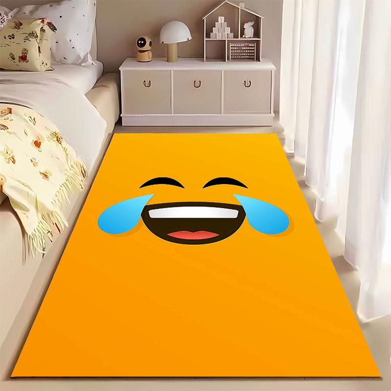 Laughing Emoji on Yellow suitable as a non-slip mat for the living room or bedroom sofa