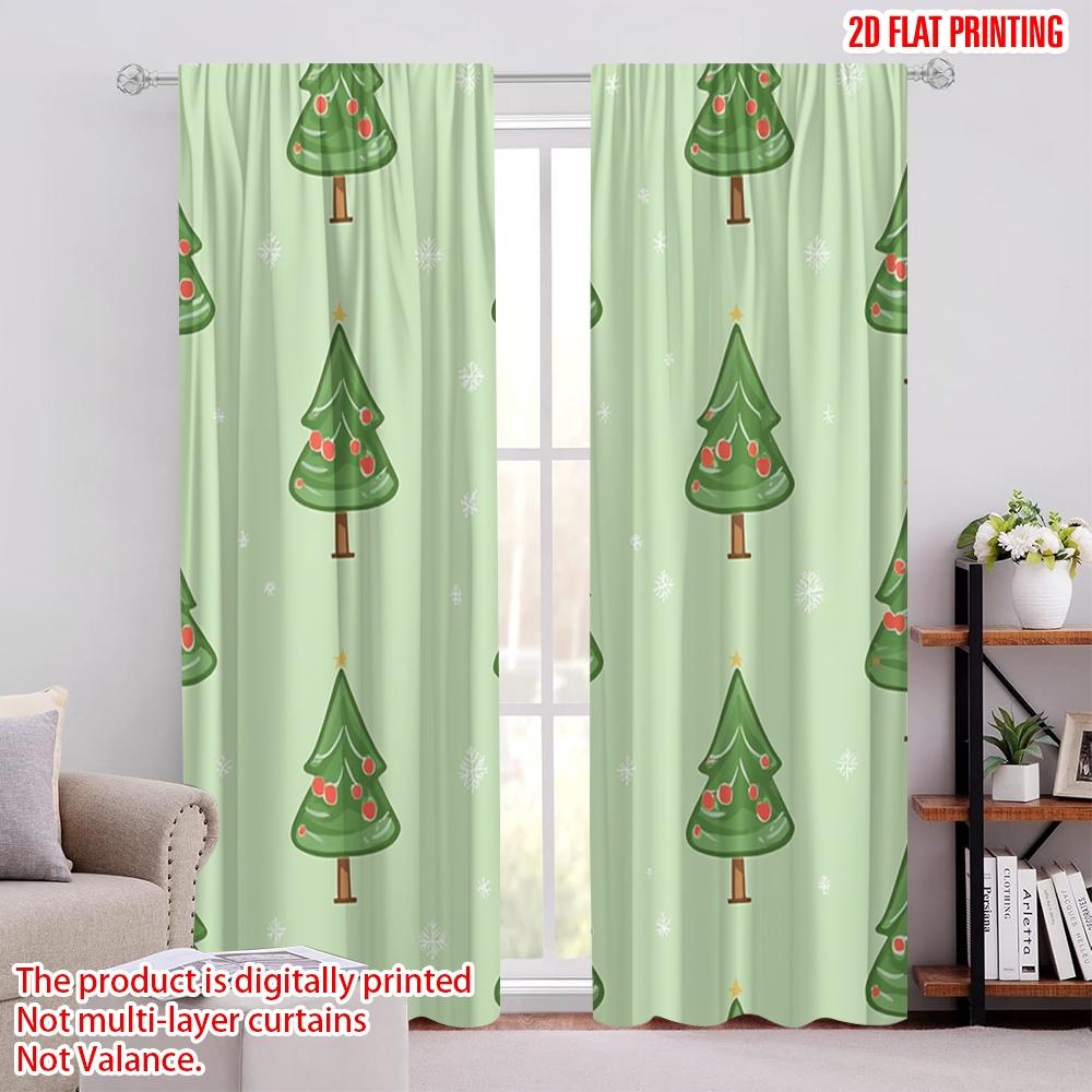 

2pcs,2D plane printing Curtains Digital Printed Christmas Tree Snowflakes (2) Versatile 100% Polyester (without rod) Art Deco 52.50 × 116.00 cm 2 pcs