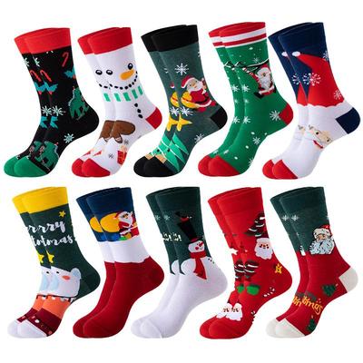 Personalized Cartoon Reindeer Mid-Calf Christmas Socks - Sweat-Absorbent Cotton, Perfect for Autumn and Winter.