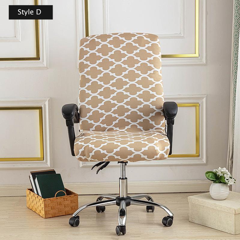 Stretch Printed Computer Office Chair Covers Universal Soft Desk Rotating Chair Protector with Zipper Removable Anti-Dust Cover
