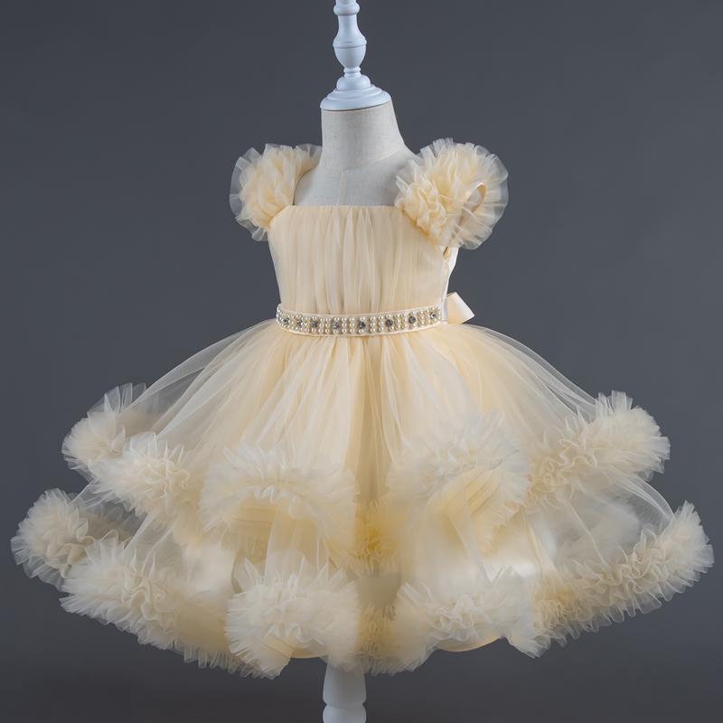 Baby Dress 0-5 Years Old Birthday Party Wedding Sleeveless Mesh Fluffy Cute Girl Princess Dress