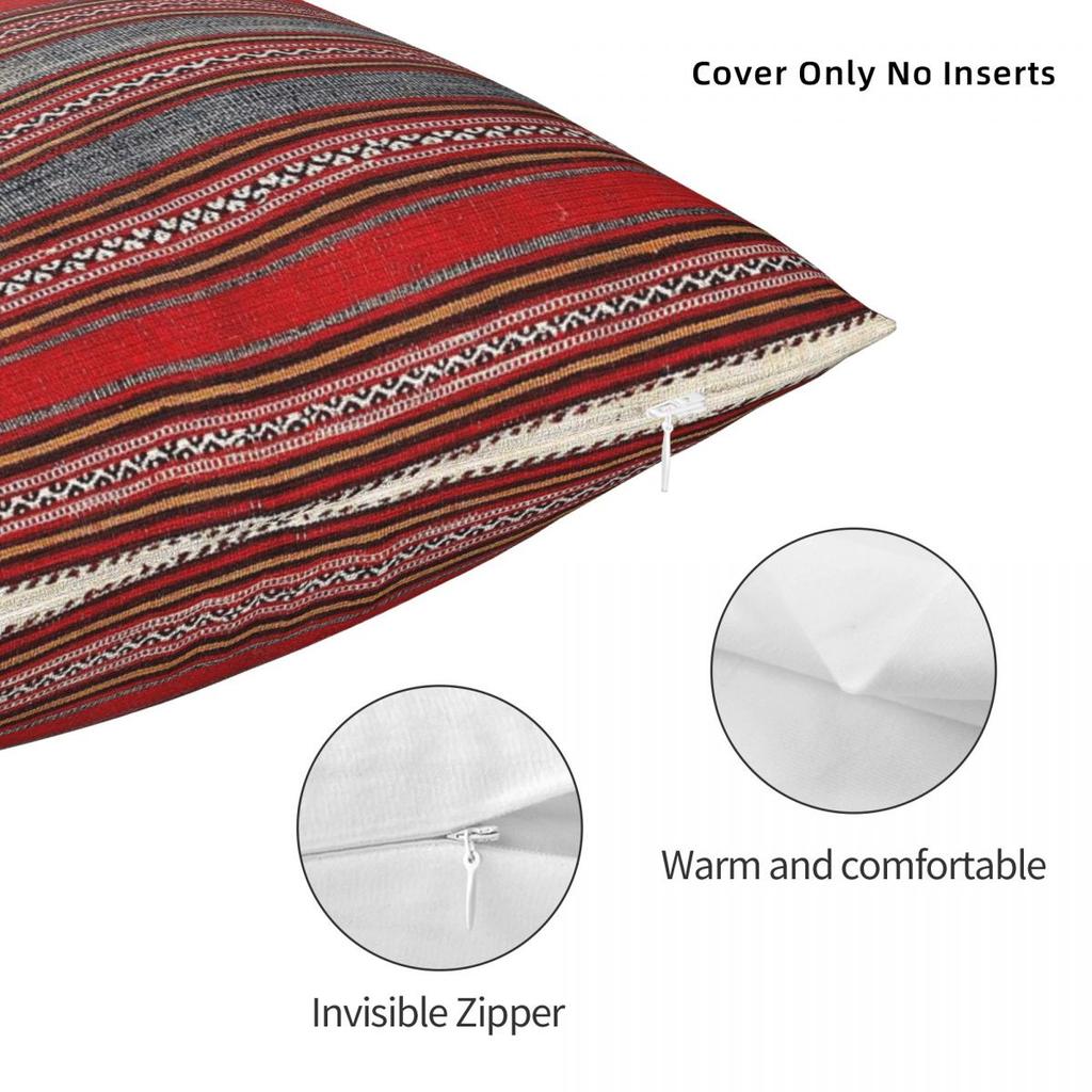 Bergama Antique Turkish Kilim Square Pillowcase Polyester Linen Velvet Pattern Throw Pillow Case Room Cushion Cover