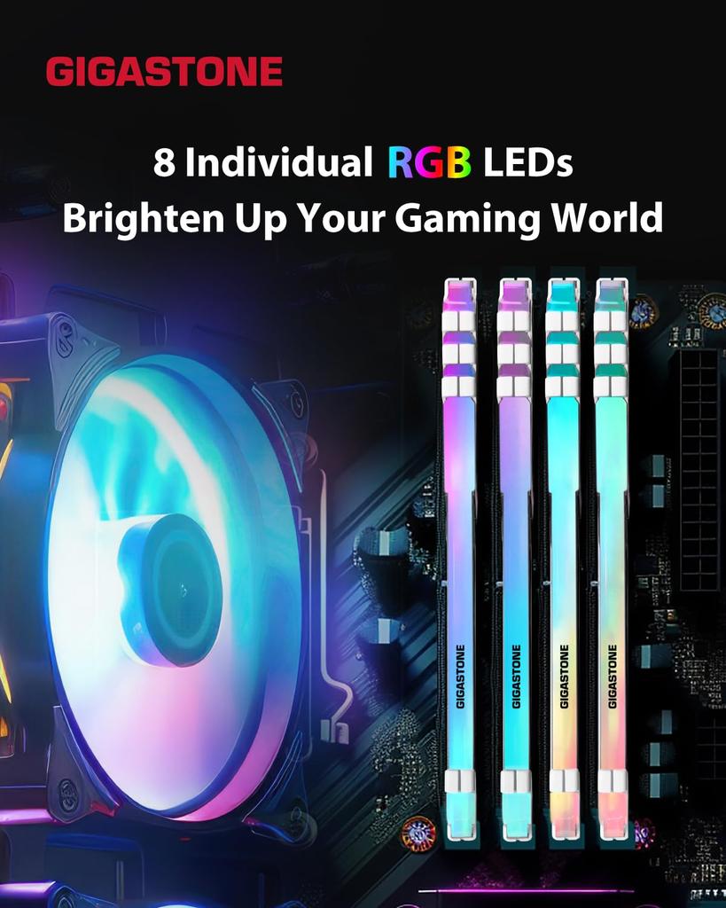 GIGASTONE Game TURBO 8GB x 4 DDR4 3200MHz CL Intel XMP AMD Ryzen UDIMM Unbuffered Gaming Desktop Memory Module White (32GB Kit) PC4-25600 16-18-18-40