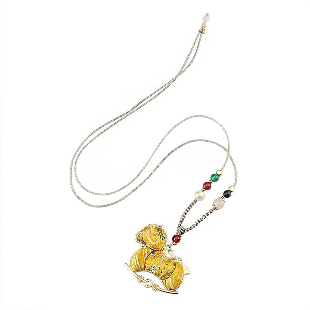 Ancient Style New Chinese Style Necklace Hanging Rope Beads Horse Pendant Women