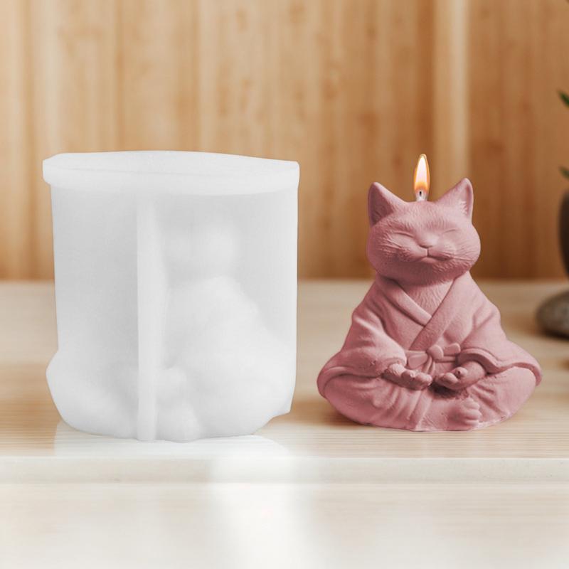 Katzenkerzenform Buddha-Stil Seifenformen Katze Aromatherapie Kerzenform Tierkerzenformen für Geburtstage Feste Thanksgiving